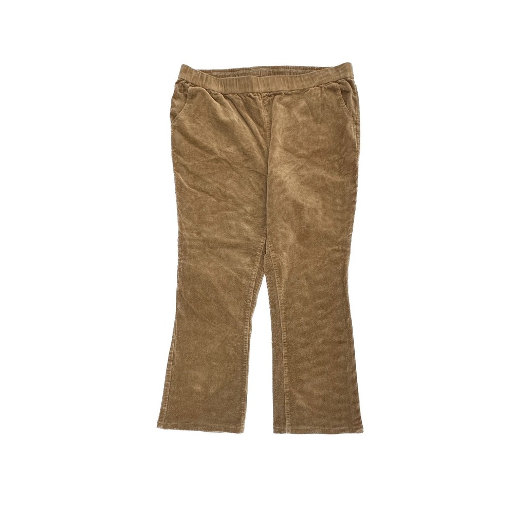 Denim‎ & Co Corduroy Pants Womens 18W Beige Pull On Hemmed Straight Leg